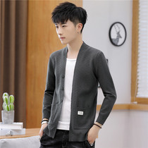 Knitwear Mens Solid Color Sweater Jacket Spring and Autumn Thin Section Korean Trend Student Slim Fit Cardigan Sweater Lazy Wind