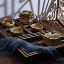 Retro photo props antique Chinese style food photography shooting tea tray wooden pallet solid wood pastry shooting