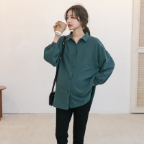 Spring new gestational woman dress Korean version Fashion models Long sleeves shirt Chauma Outdoor Ocean Gas Minus career Commuter Shirts