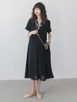 Maternity dress Summer professional suit dress Female thin long section over the knee out can breastfeed tide mom Chiffon skirt