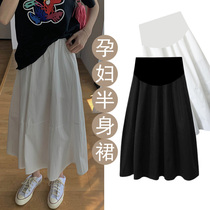  Pregnant woman skirt Autumn fashion trend mom big skirt loose belly bud skirt Fairy a-line long skirt
