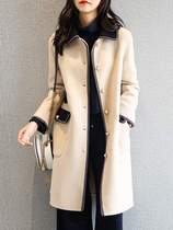 Maiiiol high-end lady style double-sided tweed coat 2020 winter New lapel wool long coat
