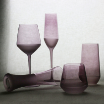 French purple frosted crystal glass Grape wine glass set High-legged mousse cup High-legged glass Water cup Mousse cup