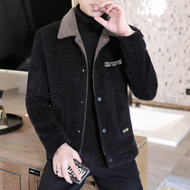 Woolen coat mens 2021 New woolen coat short trench coat winter thick jacket mens mens without hat