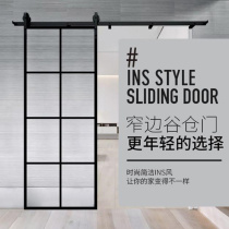 Barn Door Hanging Rail Door Titanium Magnesium Aluminum Alloy Glass Door Sliding Door Kitchen Toilet Pushdoor Nordic American Custom