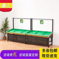 Supermarket fruit and vegetable rack fruit and vegetable rack fruit shop iron shelf fresh shop selling vegetables and fruits display rack single double layer