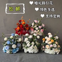 Wedding props simulation road lead flower ball Wedding catwalk row of flowers Big red silk flowers row of flowers Window decoration flower row
