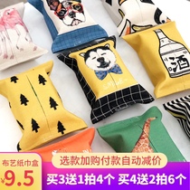 Cloth cotton linen tissue cover Cute cartoon paper box tissue bag Living room table meal paper box Tissue bag tissue box