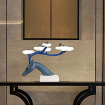 Sales Department Villa model room hotel porch modern Chinese abstract deer head Blue and White twisted sculpture ornaments