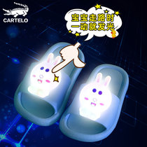 2-10 years old childrens slippers summer mens and womens childrens net infrared wear indoor non-slip soft bottom baby will shine cool slippers