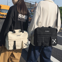 Day Ensemble Tooling Wind Skew Satchel Men Ins Tide Cards Daily Commute Single Shoulder Bag Hand Large Capacity Canvas Satchel