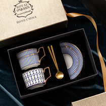 European style light luxury bone china coffee cup saucer high-end afternoon flower tea set home cup lovers cup with hand gift