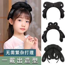 Hanfu wig girl hair hoop integrated ancient style hair bag hair bun hair styling children costume wig