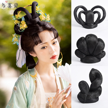 Hanfu wig bag flying hair bun Tang Dynasty double head ancient wind wig pad hair shape ancient costume wig integrated hair bun