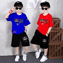 Boy Summer Short Sleeve Sports Suit 2022 New fashion CUHK Tide Wind Leisure Two Sets Children Clothing