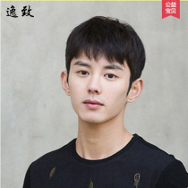 Mens wigs real hair wigs Mens short hair Korean version of handsome students lifelike natural fluffy boys real hair Silk