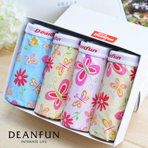 Deanfün Butterfly Anfen Clear Pure Printed Lady Underwear Middle Waist Elastic Cotton Fabric Flat Corner Wrap Hip Female Flat Angle Pants