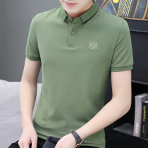 Pure cotton polo shirt mens short-sleeved summer new fashion brand embroidery slim lapel half-sleeve t-shirt mens Paul top