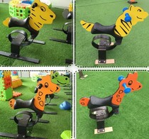 Kindergarten rocking horse community outdoor cartoon animal PE board childrens park spring rocking horse rolling steel rocking music toy