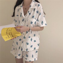Korean version of ins New out pajamas women Summer thin loose short-sleeved shorts set students fresh home clothes