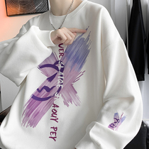 Graffiti print crew neck sweater mens fashion brand ins autumn 2021 new pullover loose lazy bf jacket