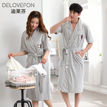 Couple nightgown Mens summer bathrobe Womens summer cotton sexy long thin cotton mens pajamas summer Yukata