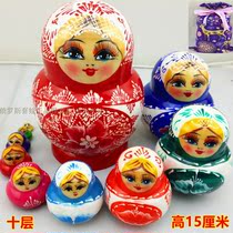 Big belly paint 10-layer set of dolls Russian dolls ten-layer handmade colorful hand-painted basswood
