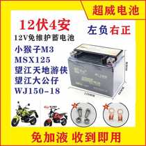 Suitable for Little Monkey M3 MSX Battery Wangjiang Big Doll WJ150-8 Motorcycle Battery 6MF4L 12V4A