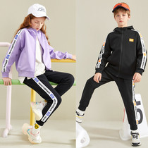 New products Balabala male and female children suit Spring and autumn school uniforms CUHK childrens sports pants Long children Two sets for leisure