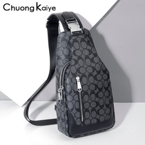 Chuong Kaiye Men Skew Satchel Boomer Chest Bag Business Casual Backpack Men Genuine Leather Chest Front Single Shoulder Bag Ins