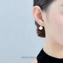 Original 925 silver plated 14K gold pearl earrings female Japanese and Korean temperament big pearl earrings send girls anti sensitive ear jewelry