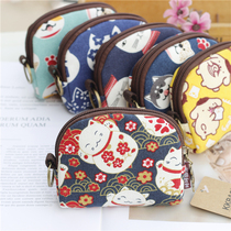 Japanese fortune cat small wallet short Korean cute hipster coin wallet female mini student coin storage bag