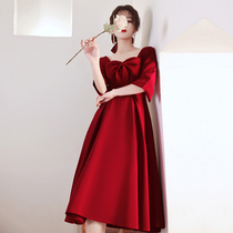 Pregnant women toast 2021 new bride spring and autumn size fat mm high waist belly red engagement dress summer