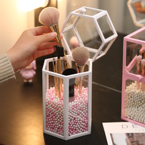 Glass brush bucket makeup brush storage box brush storage bucket pen container dustproof makeup bucket with lid cosmetics storage