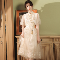 Champagne Bridesmaid Service 2022 New Chinese Usual Can Wear Fairy Gas Small Crowdsister Group Evening Gown Dress Womens Summer