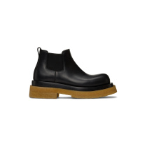 BOTTEGA #Black Tan Crepe Sole Low Lug Chelsea Boots