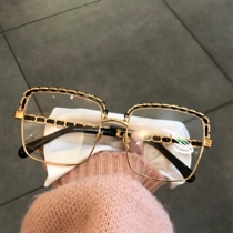 High version Xiaoxiang Chen Weiwei Tongxiang Glasses Frame Women Box Flat Mirror big face Thin Red Book with Little Red Book