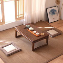 Tatami table solid wood Japanese floating window small tea table simple elm tea table Kang table home Chinese Zen low table