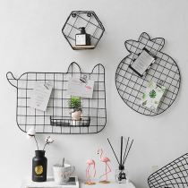 Iron grid photo wall decoration ins girl room layout creative personality clip hanging non-scarred nail shelf