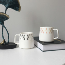 Japanese hipster mug with lid spoon simple ins style household Cup refreshing female summer couple ceramic cup