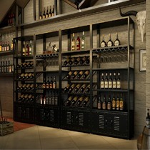 Wrought iron wine rack display rack wine floor rack bar counter modern simple industrial style Nordic wine rack