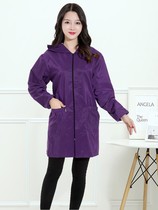 Long solid color adult gown overalls overalls long sleeves for men and women waterproof and oil-proof apron hooded zipper thin