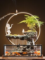 New Chinese-style cash fish tank circulating water fountain home desktop rockery landscape ornaments housewarming opening gifts