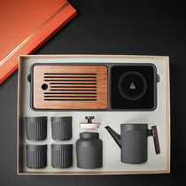  Ceramic tea tray Tea set Japanese household electric ceramic stove with constant insulation Tea tray Office Kung Fu tea set Small set