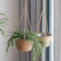 Creative Nordic wind rattan choreographete basket hanging basin turquoi flower pot hemp rope hanging hanging hanging hanging grass choreography decoration basket