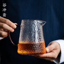 Handmade hammer Glass Road cup large tea sea Japanese belt anti-hot tea divider uniform cup large capacity 700ml