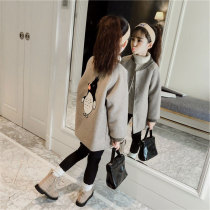 Korean girl woolen coat childrens double-sided cashmere coat foreign atmosphere