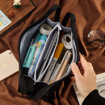 ins day series large capacity pen bag mens multi-layer junior high school high school students stationery bag minimalist elementary school students pencil bags pure color pencil case girl multifunction boy zipped canvas pen box resistant to dirty