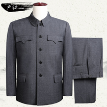 Lu Tuo military casual clothing middle-aged and elderly Chinese tunic suit Grandpa Zhongshan clothing old man jacket father two-piece suit