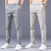 Ice silk pants mens summer ultra-thin quick-drying sports pants straight wild pants 2021 summer cool casual air conditioning pants